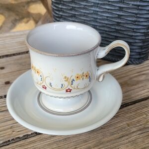 Denby Avignon Vintage‎ Floral Teacup and Saucer Set 1970s Collection Spring